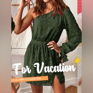 One-Shoulder Green Dress